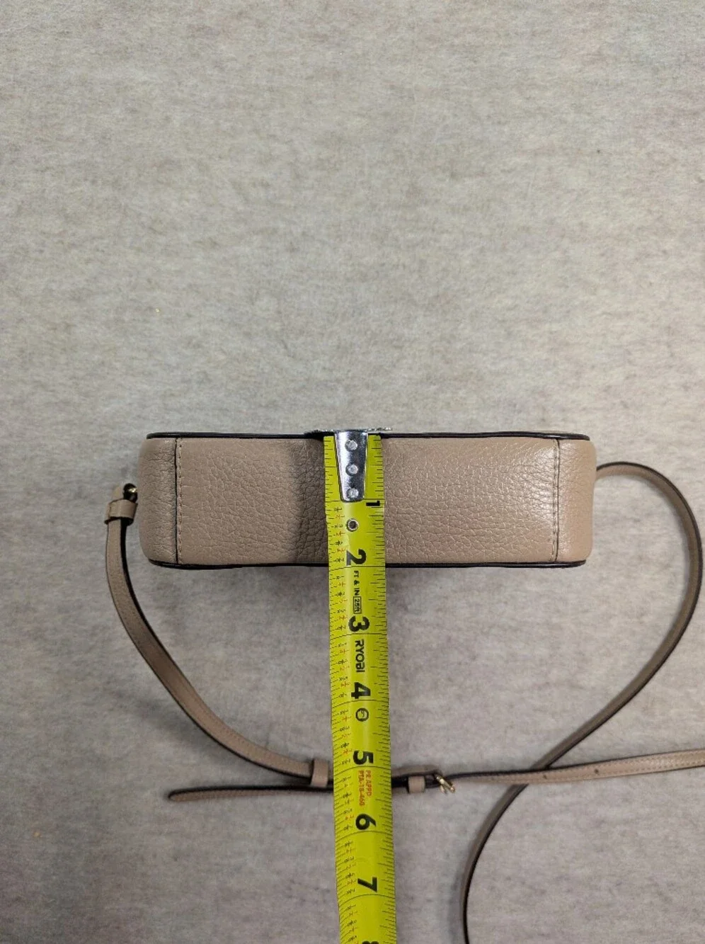 Coach Pebbled Leather Crossbody Jamie Camera Bag Taupe Beige Purse Compact